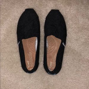 Black wool, Shearling-lined Toms